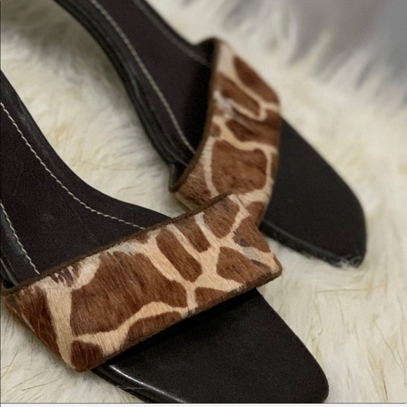 Ralph Lauren Carla brown calf hair slippers 8B - Picture 5 of 7